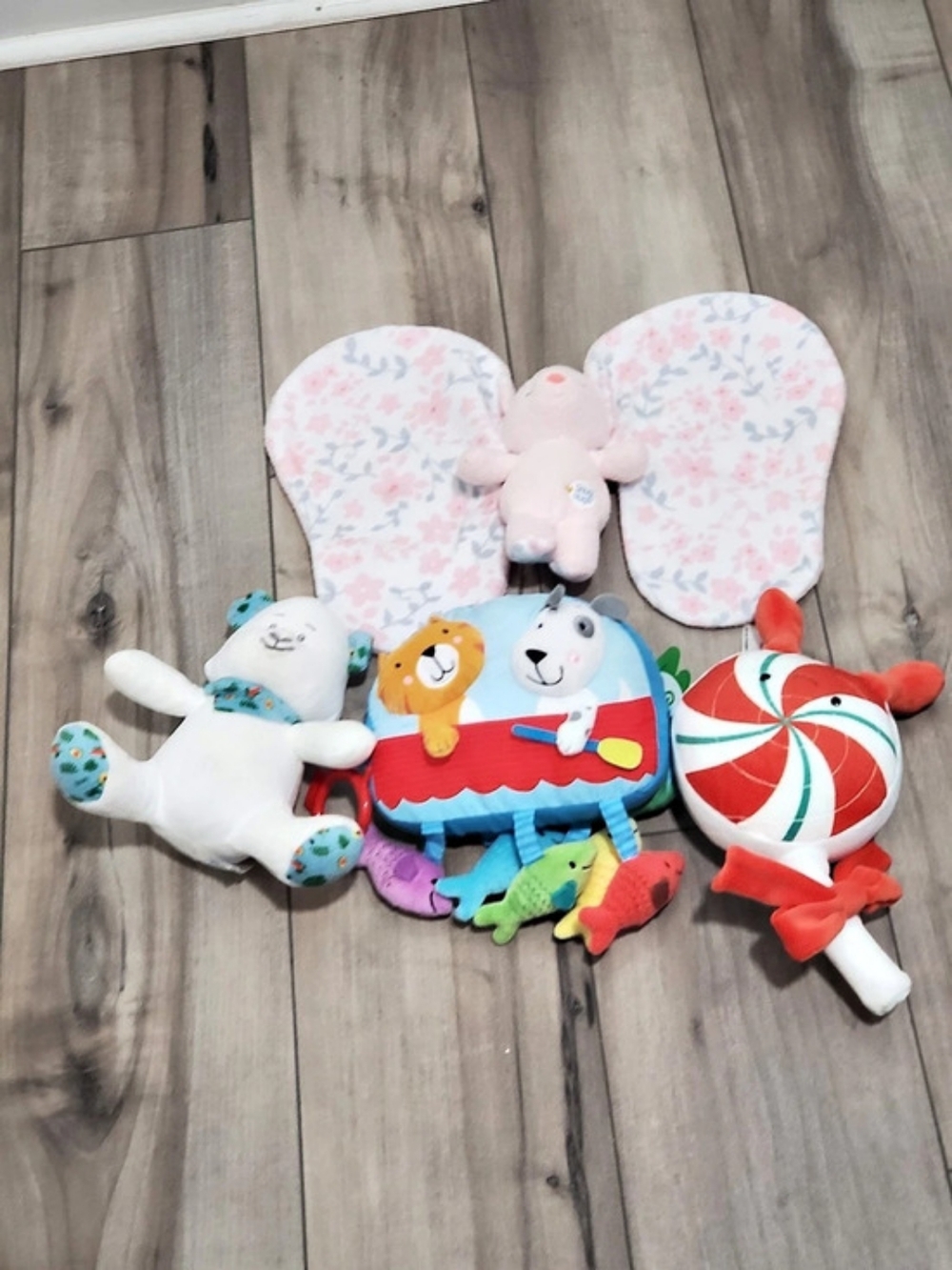 Mustela Stuffed Animal Toy Group in White & Red Like New